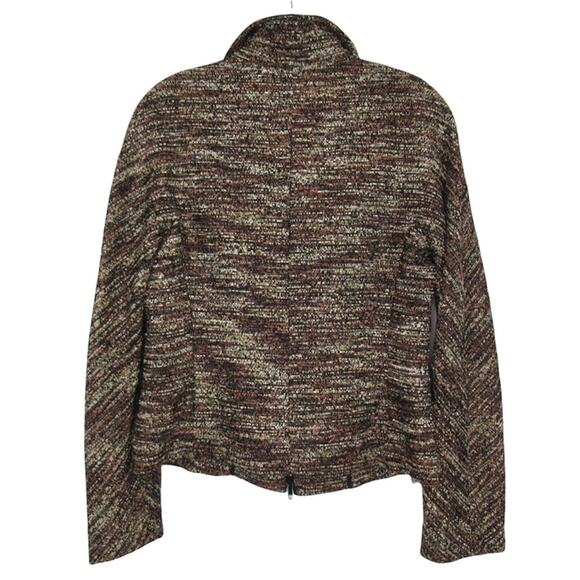 LAFAYETTE 148 NY Brown Tweed Zip Front Evening Jacket Faux Leather Trim Size 4 - Picture 2 of 12